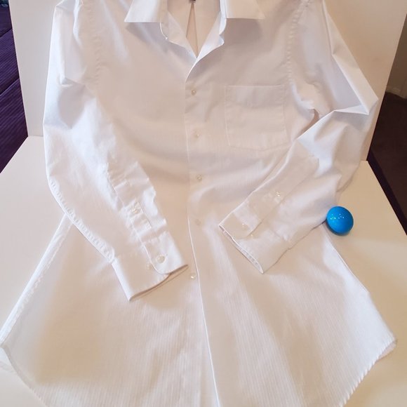 MEN'S ARROW WHITE FITTED DRESS SHIRT 14 1/2 - Picture 4 of 8